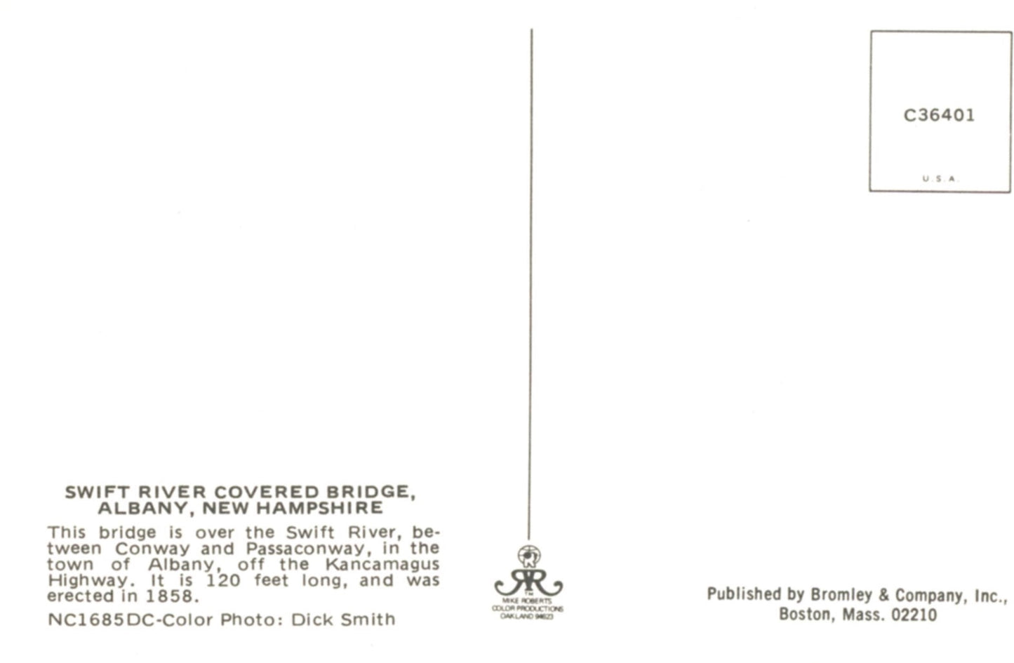 Swift River Covered Bridge ALBANY NEW HAMPSHIRE Vintage Postcard