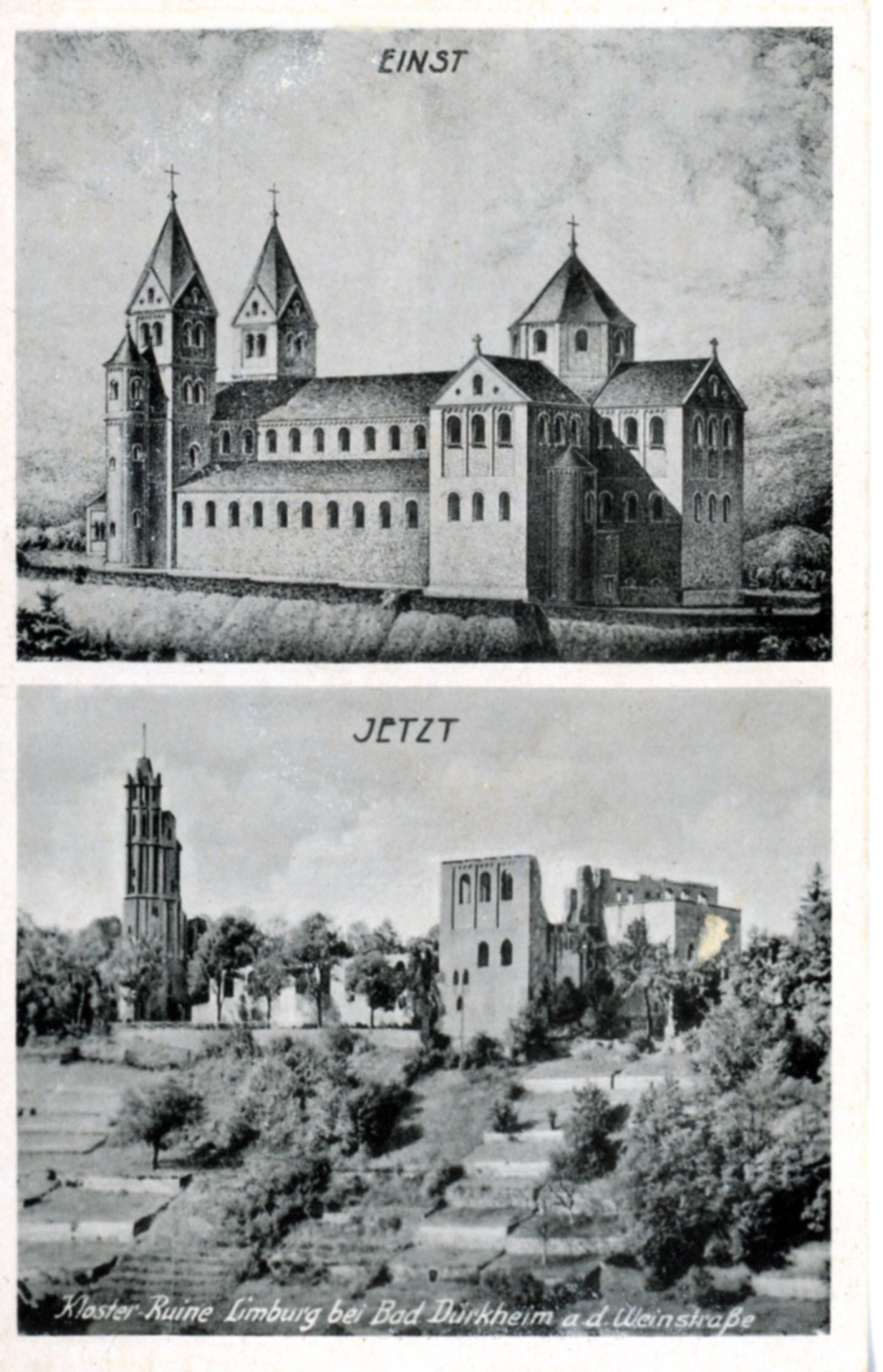 Kloster Ruine Limberg bei BAD DÜRKHEIM GERMANY Before After Real Photo Postcard Front