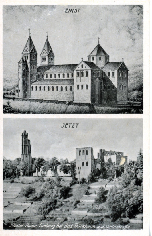 Kloster Ruine Limberg bei BAD DÜRKHEIM GERMANY Before After Real Photo Postcard Front