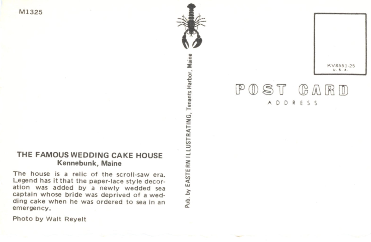 The Famous Wedding Cake House KENNEBUNK, MAINE Vintage Postcard ©1970s