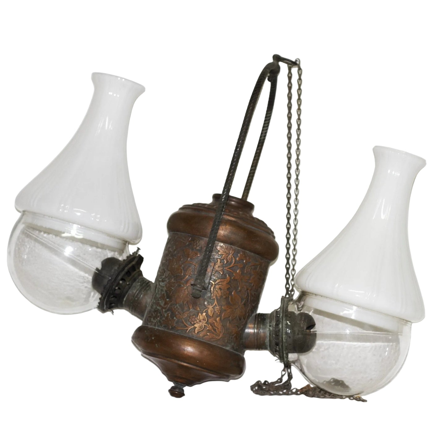 The Angle Lamp Company DOUBLE BURNER HANGING LAMP Circa Late 1800s