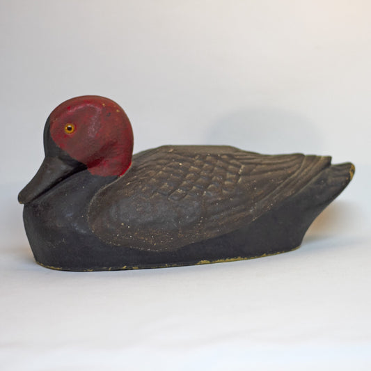 Vintage PAPER MÂCHÉ REDHEAD DUCK DECOY with Glass Eyes Circa 1940s - 1950s