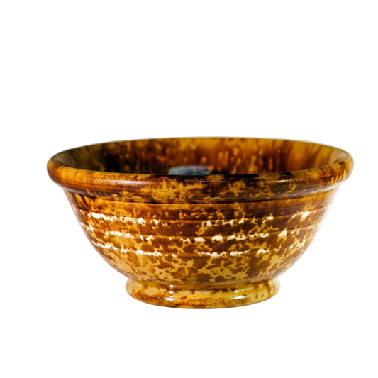 Antique SLIP BANDED AMERICAN ROCKINGHAM BOWL Circa 1880 - 1910