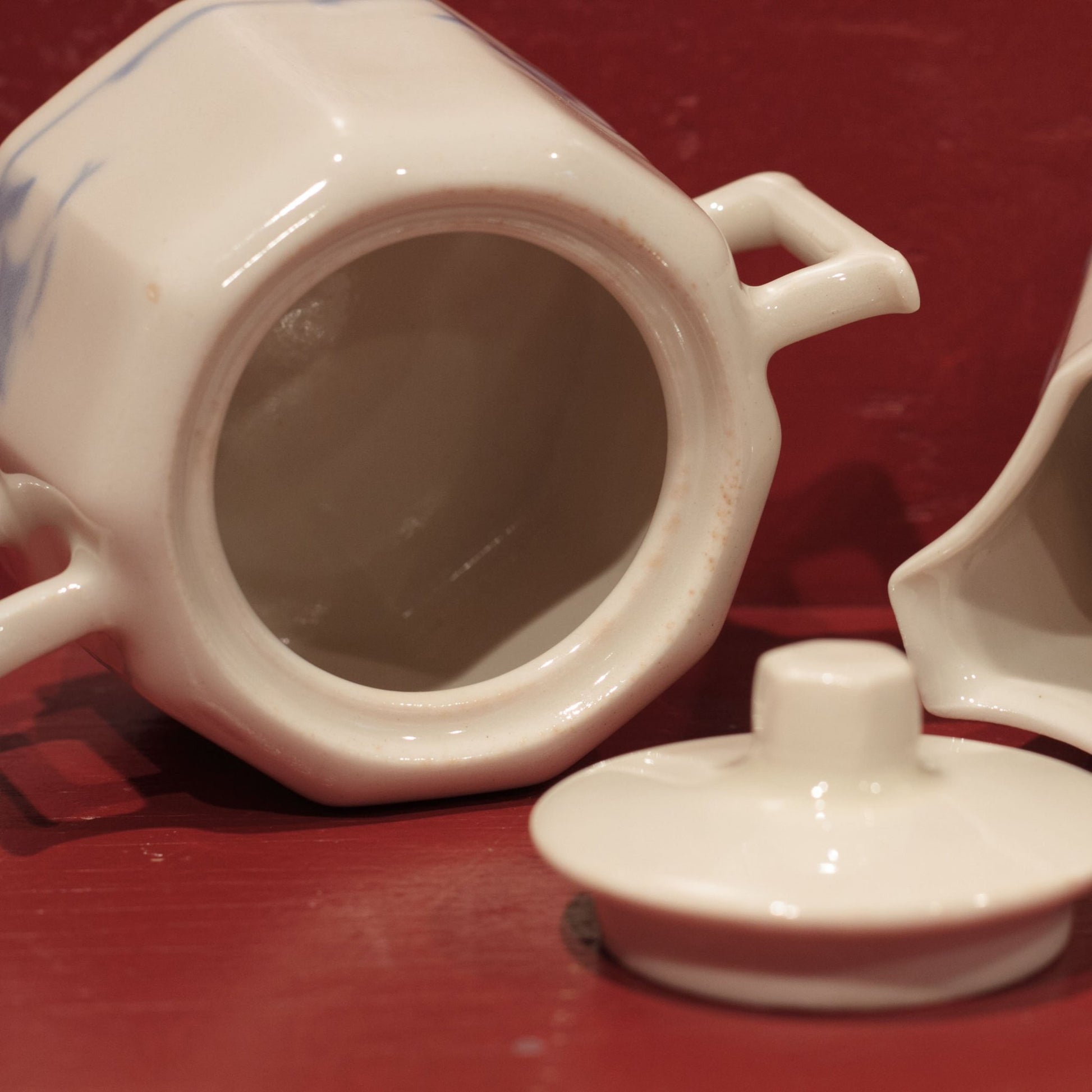 BLUE SAILING SHIPS TEA SET by Rookwood Pottery Cincinnati Ohio Includes Teapot, Creamer and Covered Sugar