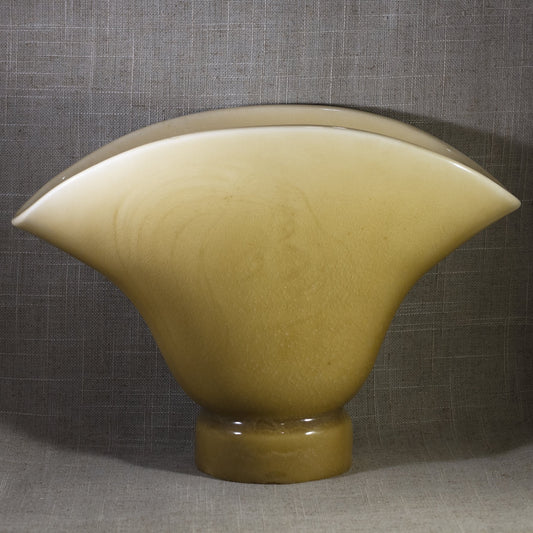 ROOKWOOD FAN Shaped Vase #6839 with Incised Face of Young Girl Circa 1944