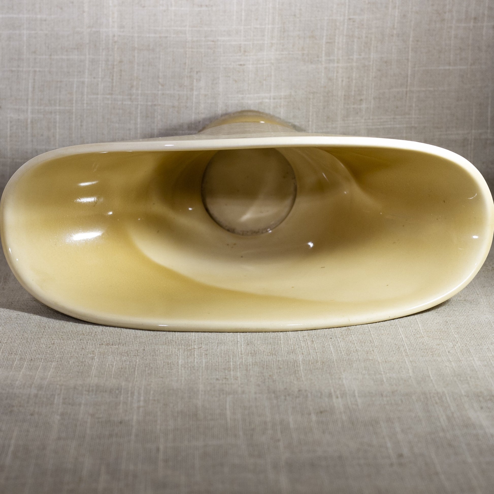 ROOKWOOD FAN Shaped Vase #6839 with Incised Face of Young Girl Circa 1944