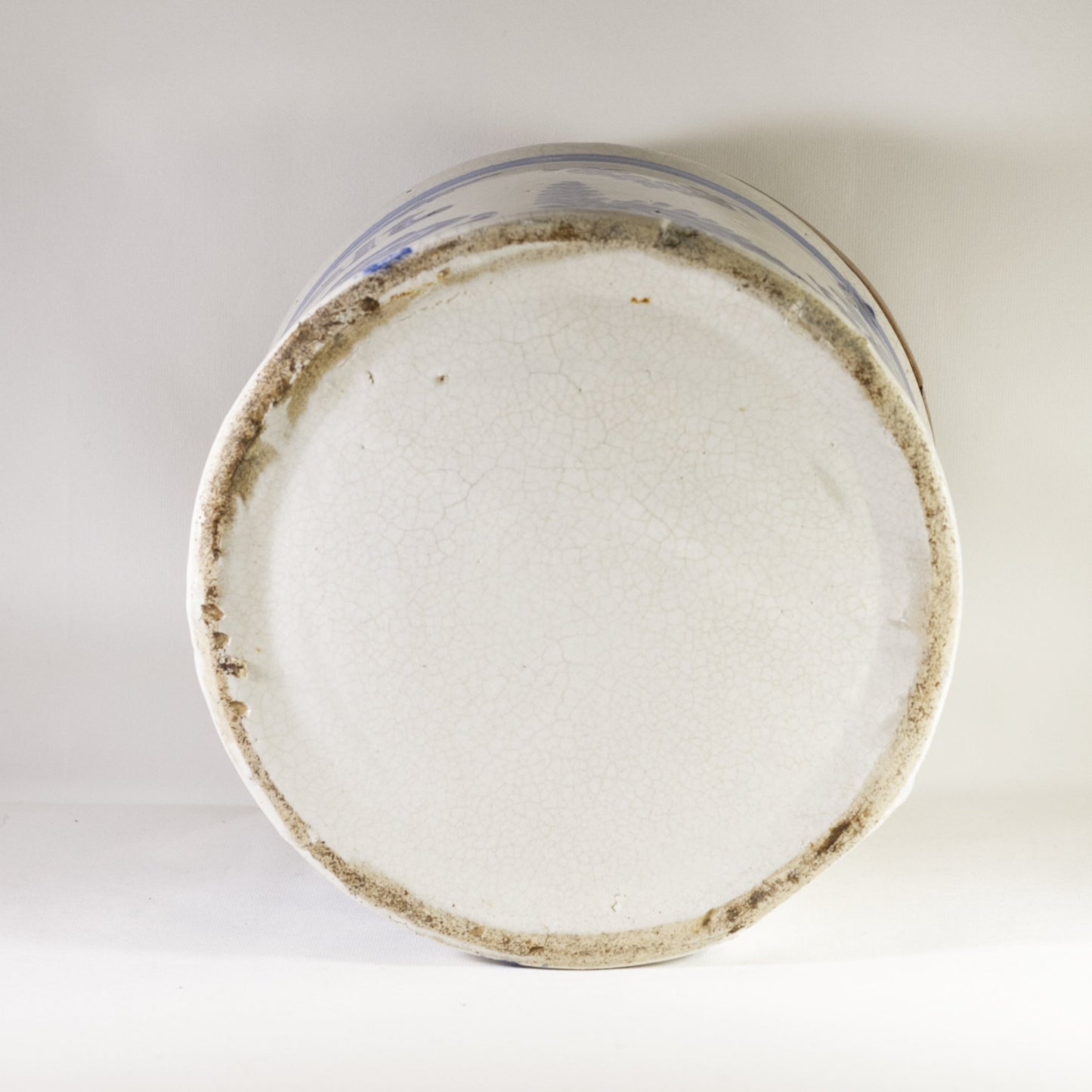 STONEWARE HANGING SALT CELLAR Cobalt Blue and White Slip-Decorated Circa 1800s