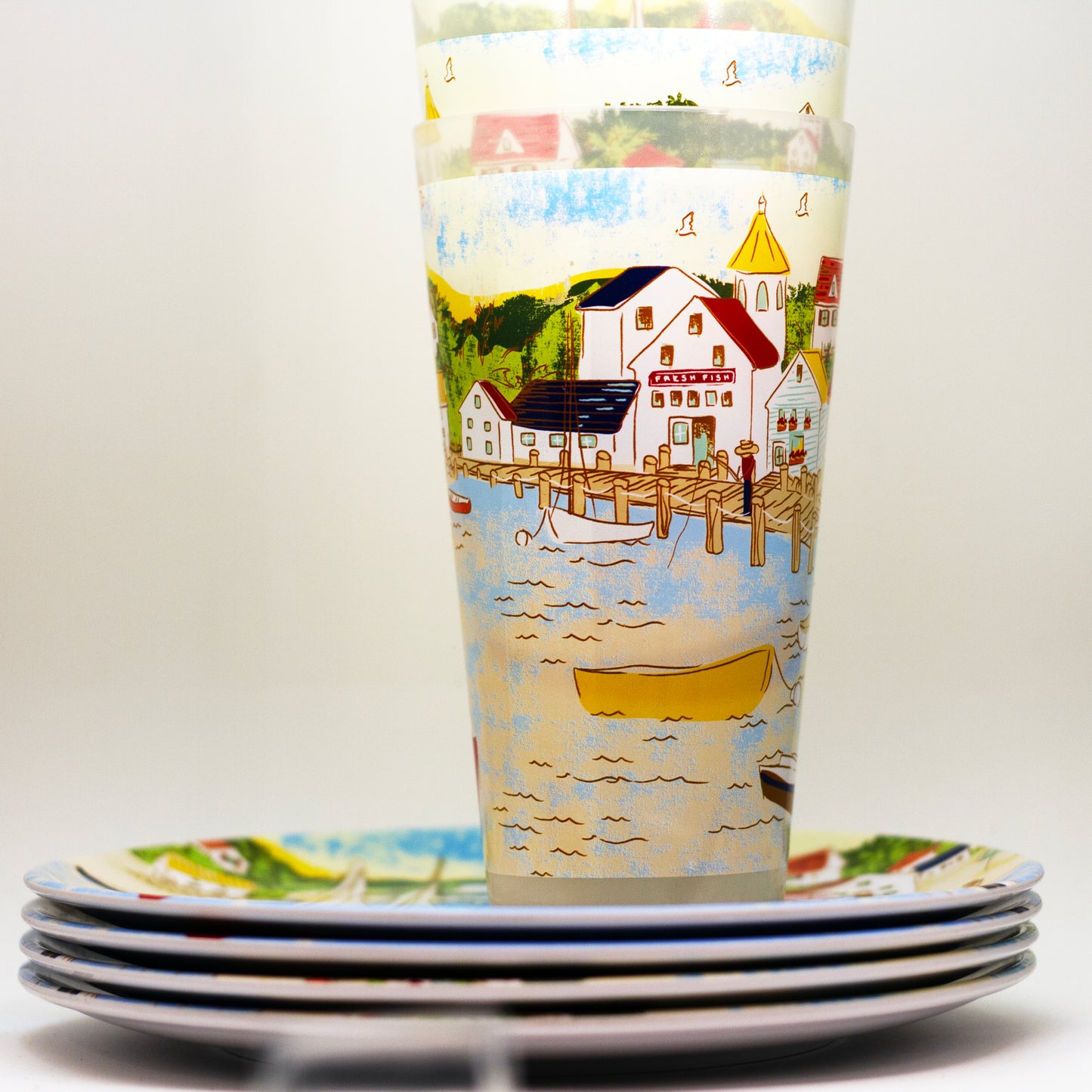 NANTUCKET COLLECTION Service for 4 | Plates & Tumblers 8-Piece Set