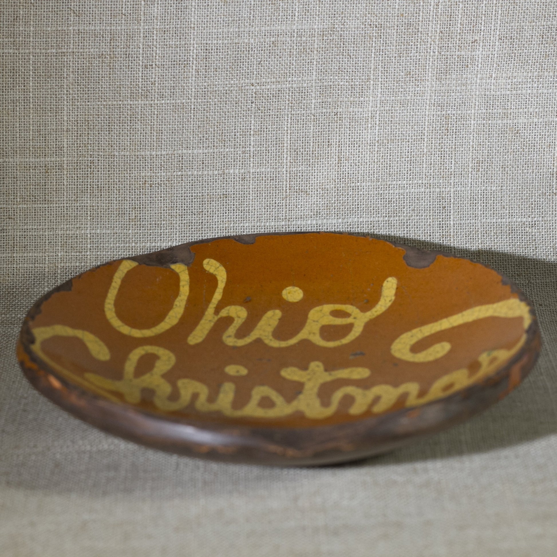 SHOONER AMERICAN REDWARE Ohio Christmas Dish Signed and Dated Circa 1994