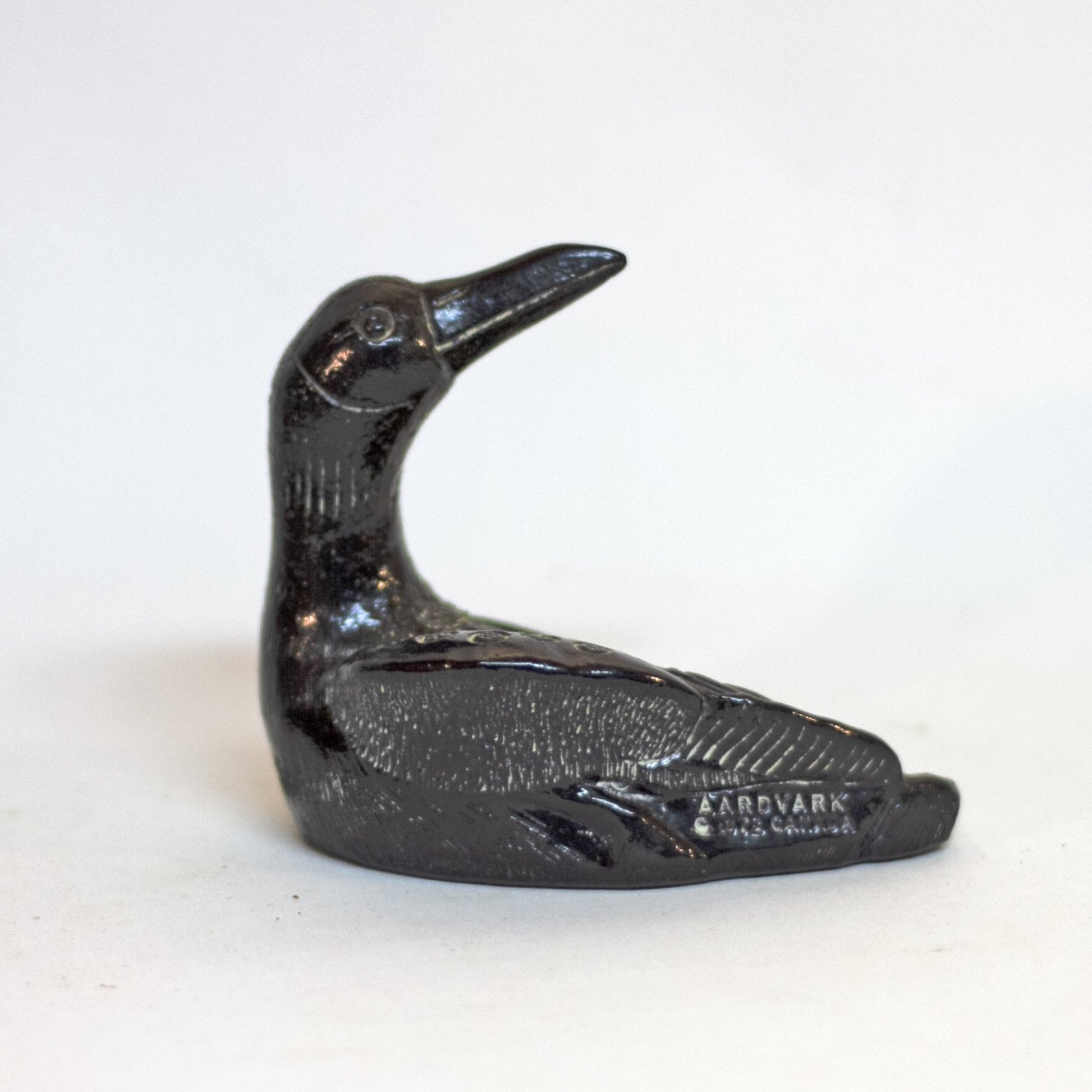 Vintage THE AARDIK COLLECTION Black Soapstone Canadian Loon Circa 1970s