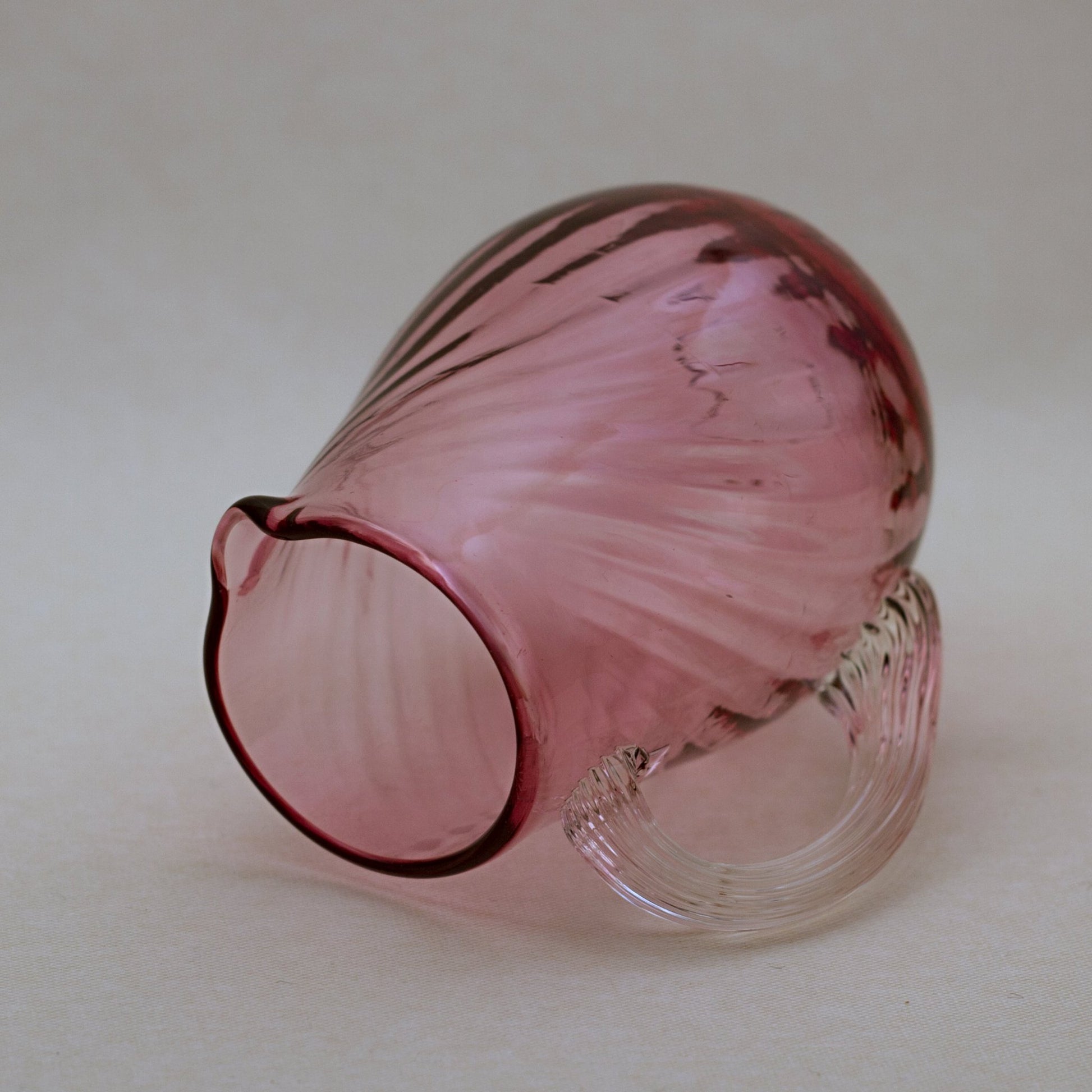 PILGRIM CRANBERRY GLASS Rose Color Pitcher with Optic Swirl