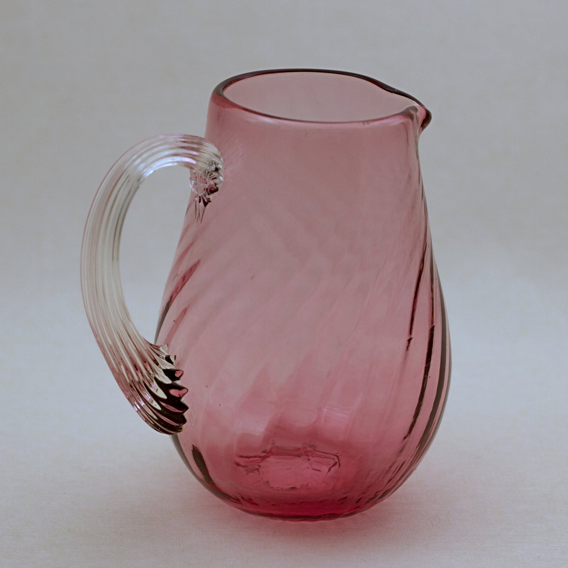 PILGRIM CRANBERRY GLASS Rose Color Pitcher with Optic Swirl