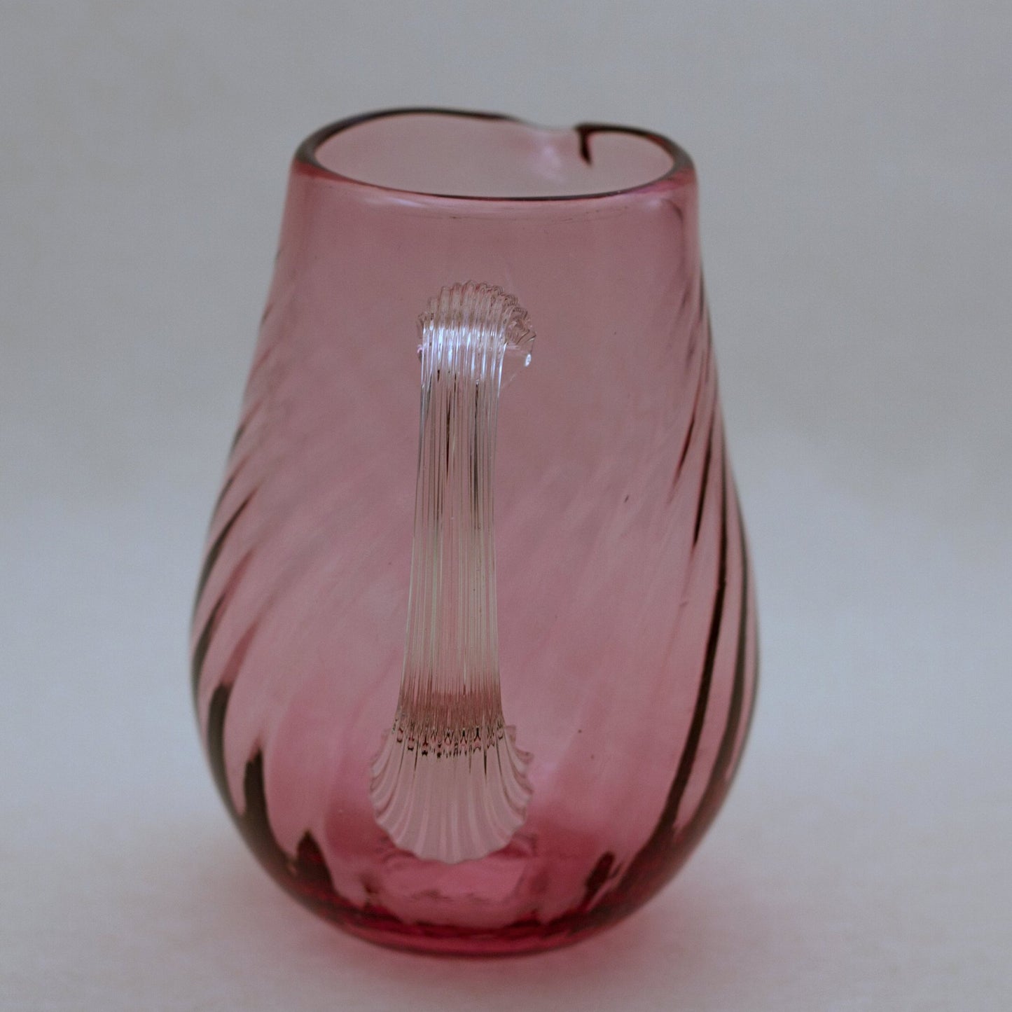 PILGRIM CRANBERRY GLASS Rose Color Pitcher with Optic Swirl