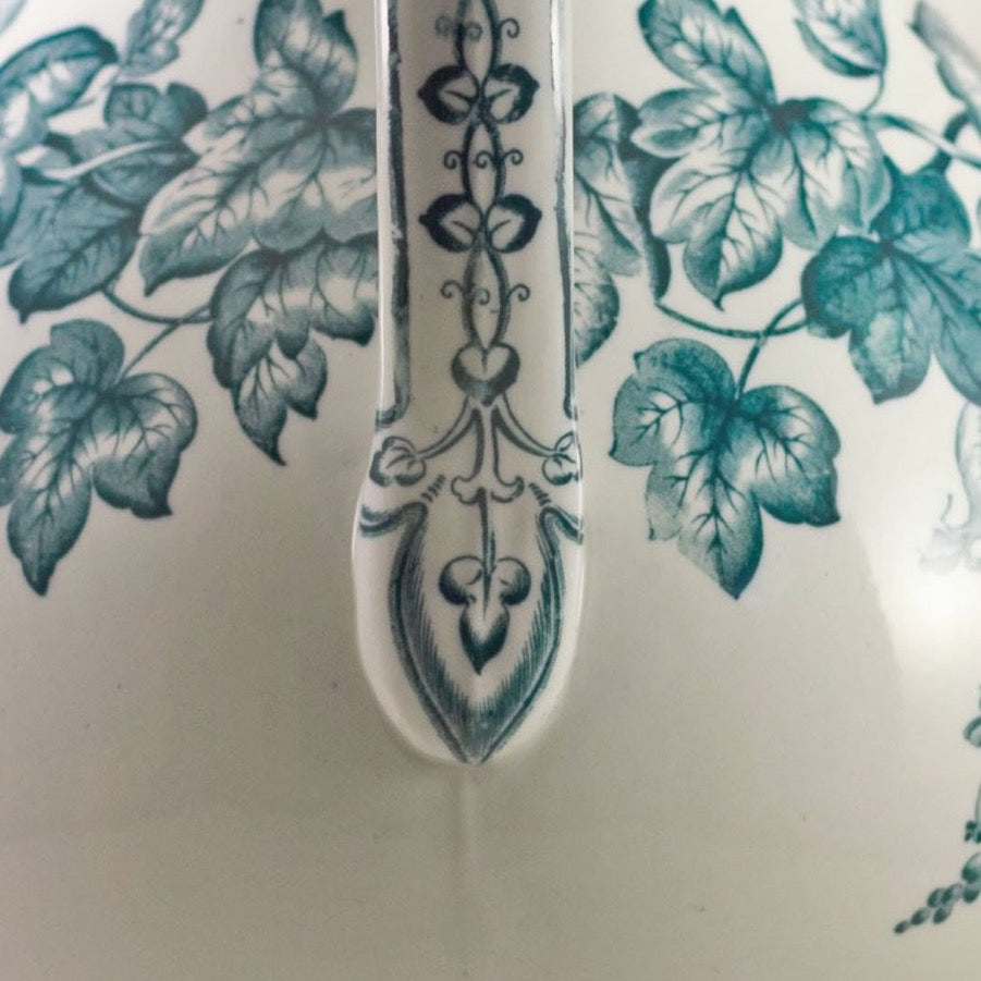 DOULTON BURSLEM Transferware Pitcher in Green Trailing Vine Spect'is Pattern Circa 1882