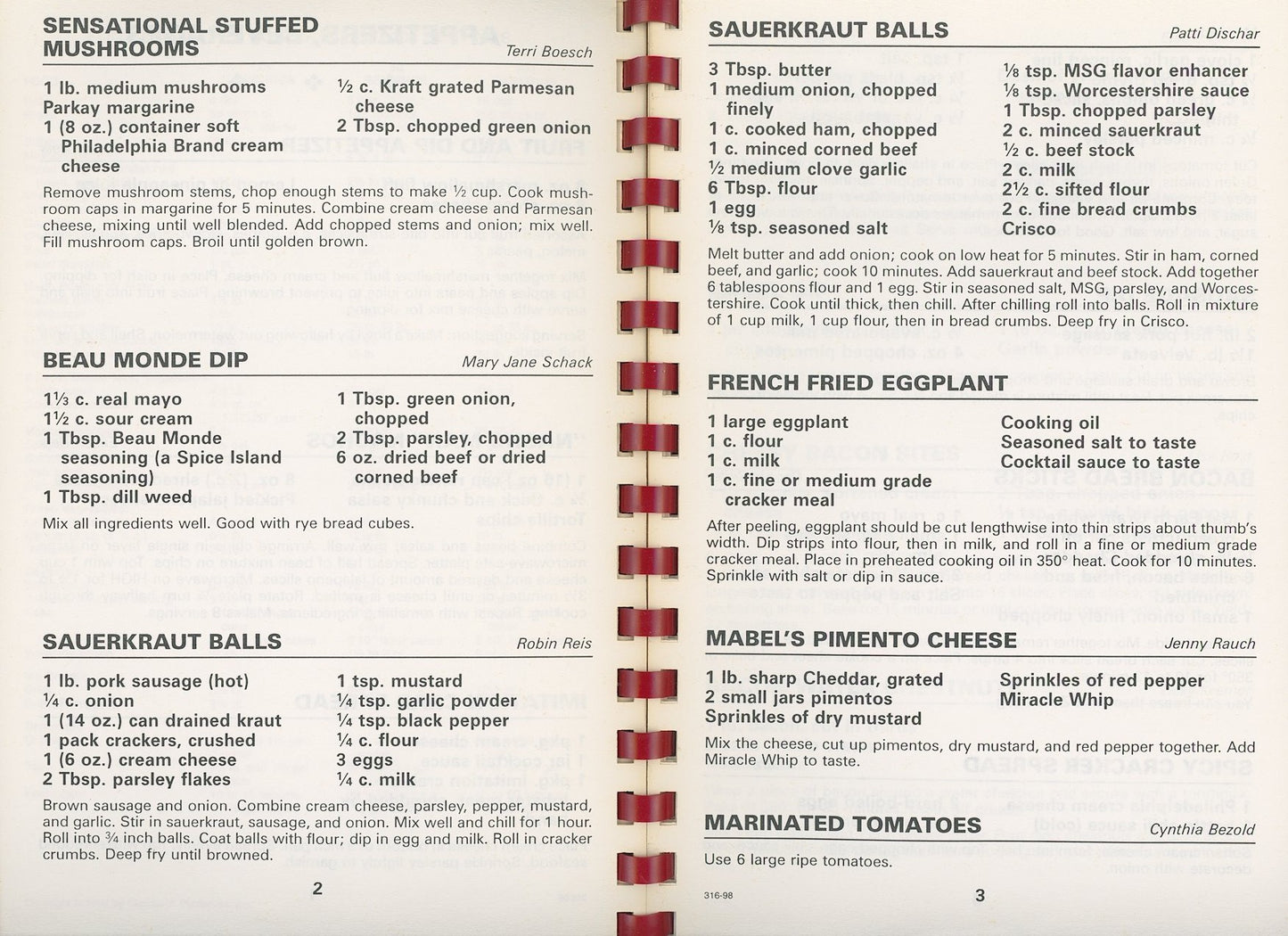 RECIPES FROM STS. PETER & PAUL CHURCH Volume III | California, Kentucky Circa 1998 Sample Appetizer Recipes