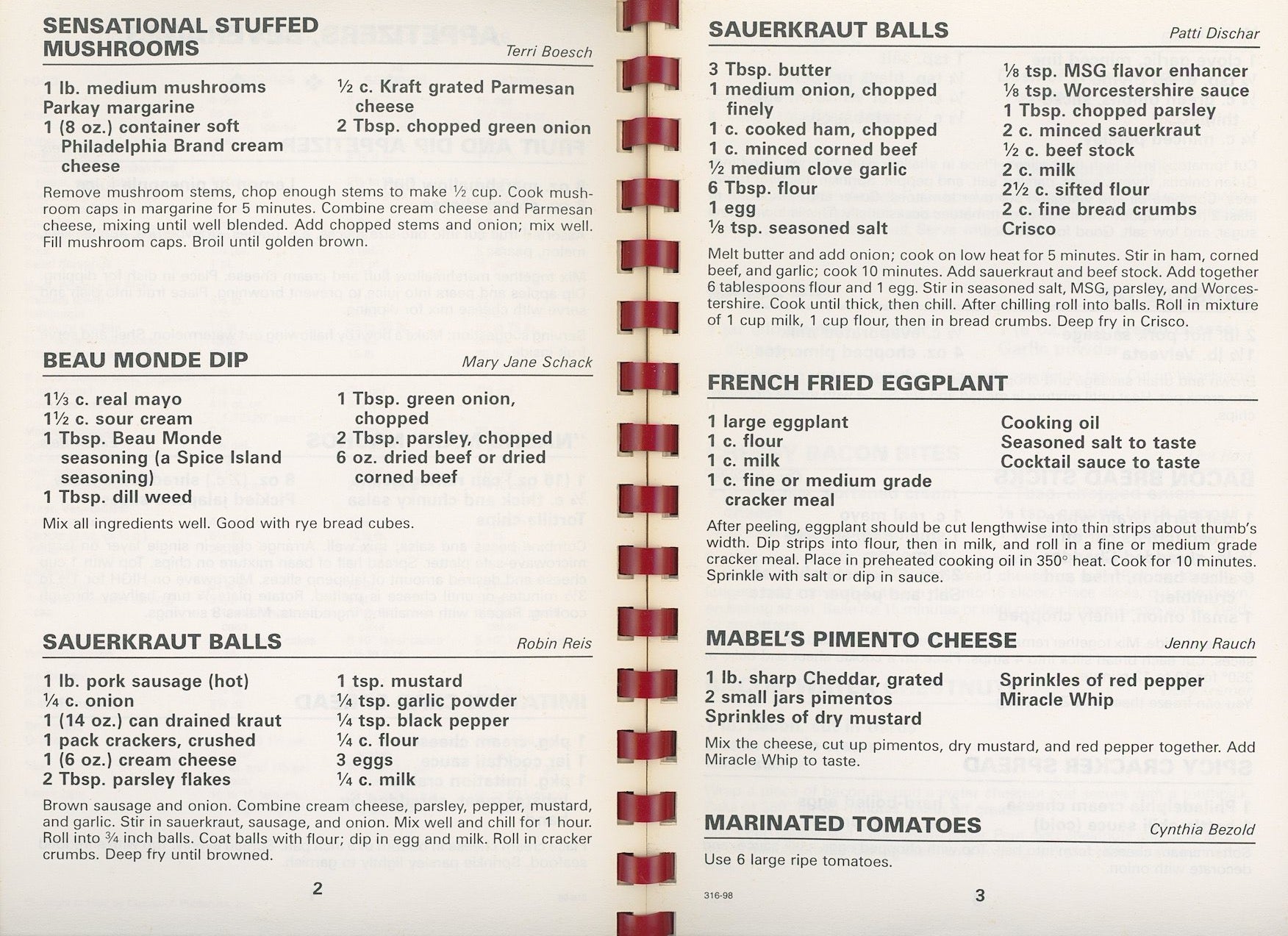 RECIPES FROM STS. PETER & PAUL CHURCH Volume III  | California, Kentucky Circa 1998 Sample Appetizer Recipes