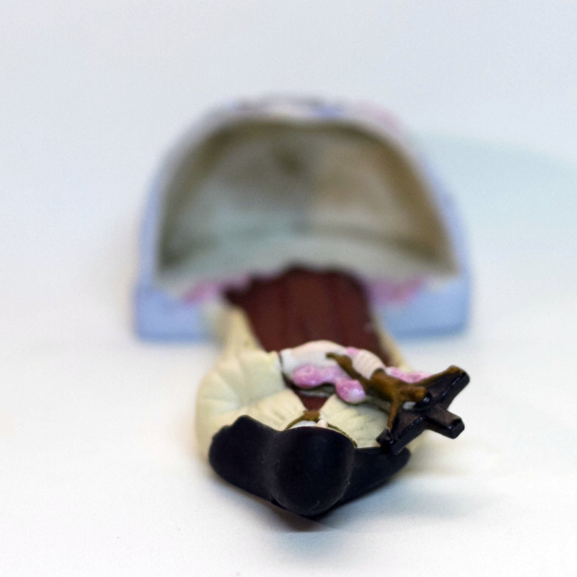 Vintage German HOLY WATER FONT Depicting ST. THERESE OF LISIEUX Colorfully Hand-Painted Bisque