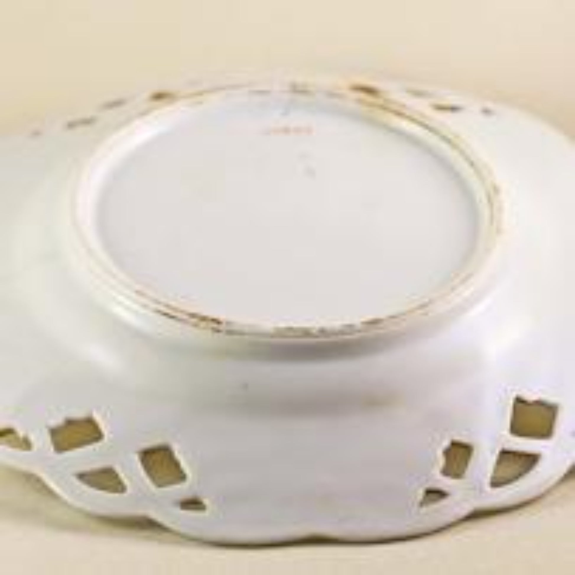 STRAWBERRY PORCELAIN PLATE with Reticulated Embossed Edge and Gilt Highlights