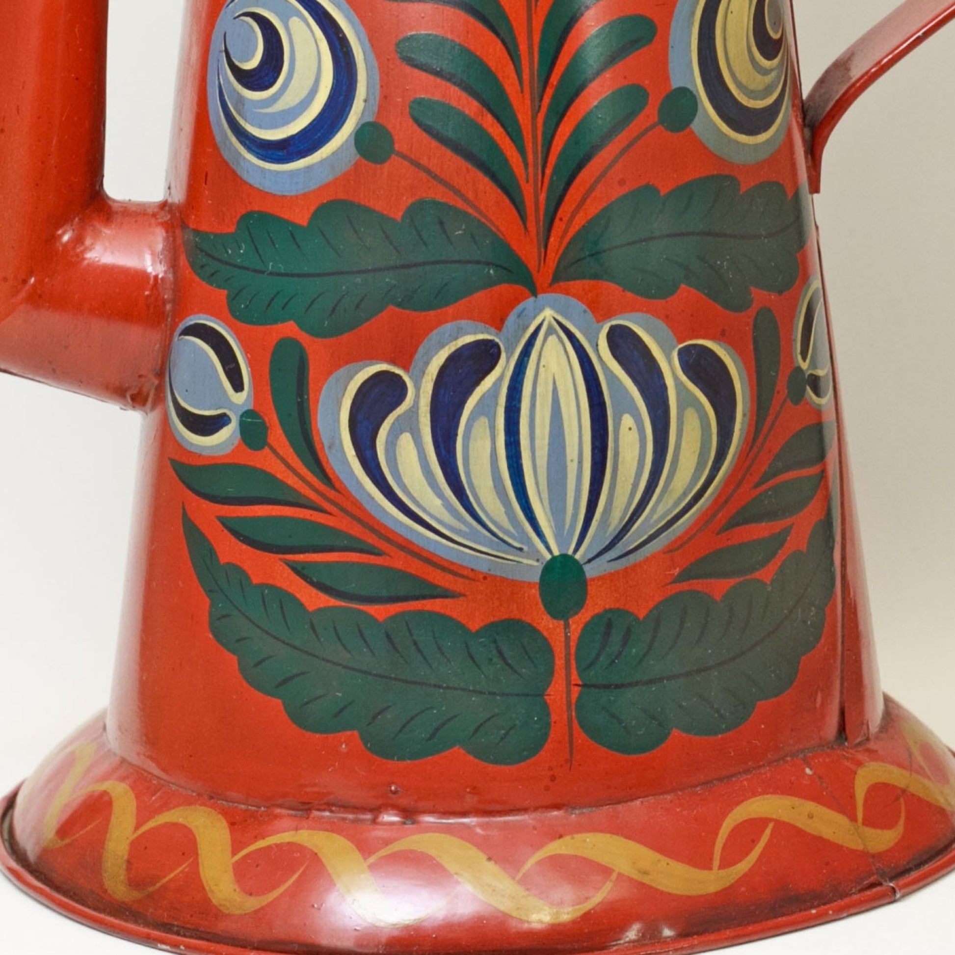 TOLE PAINTED COFFEE POT with Gooseneck Early American Reproduction