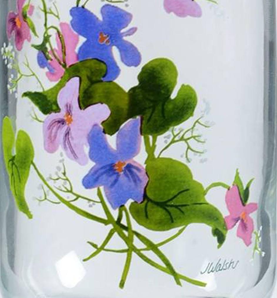 WILD VIOLETS COLLECTION By Avon Hand Painted Crystal Tumbler Made in France 22K Gold Image 2
