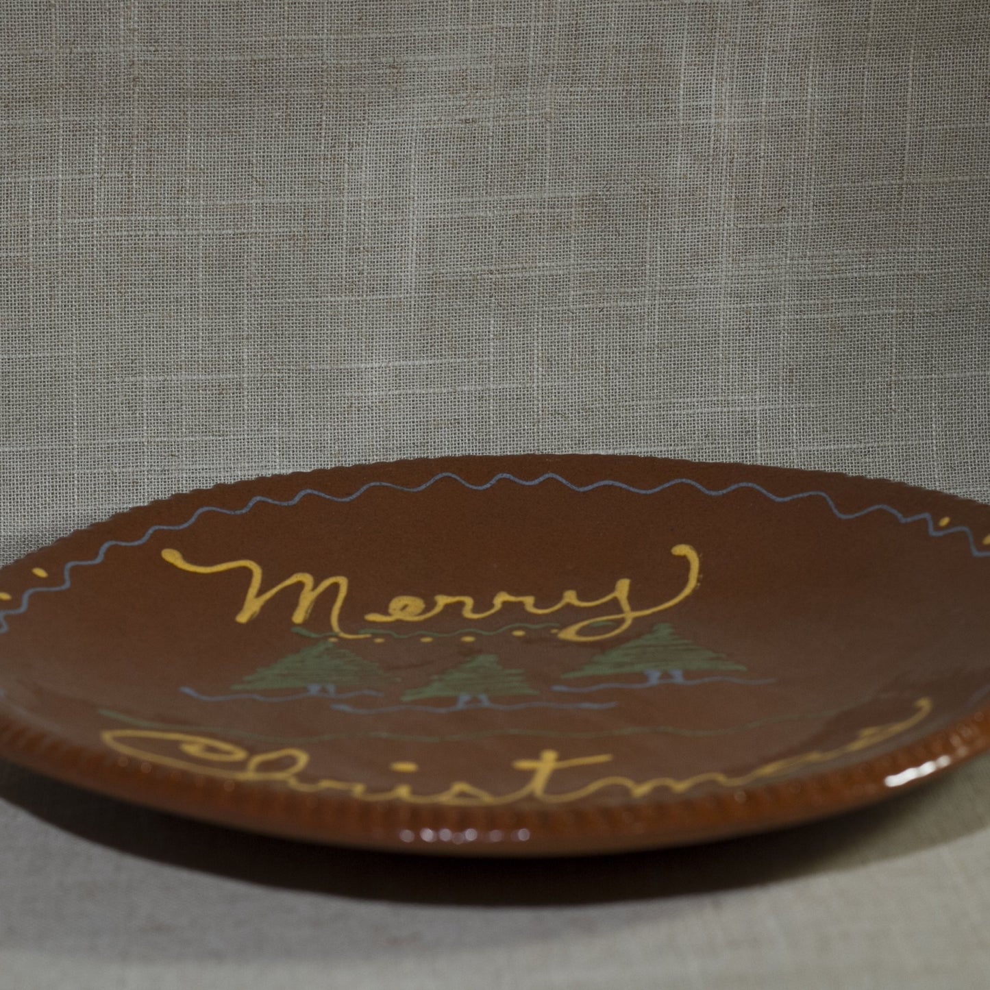 TURTLECREEK POTTERS Merry Christmas Redware 10" Plate Circa 1990s