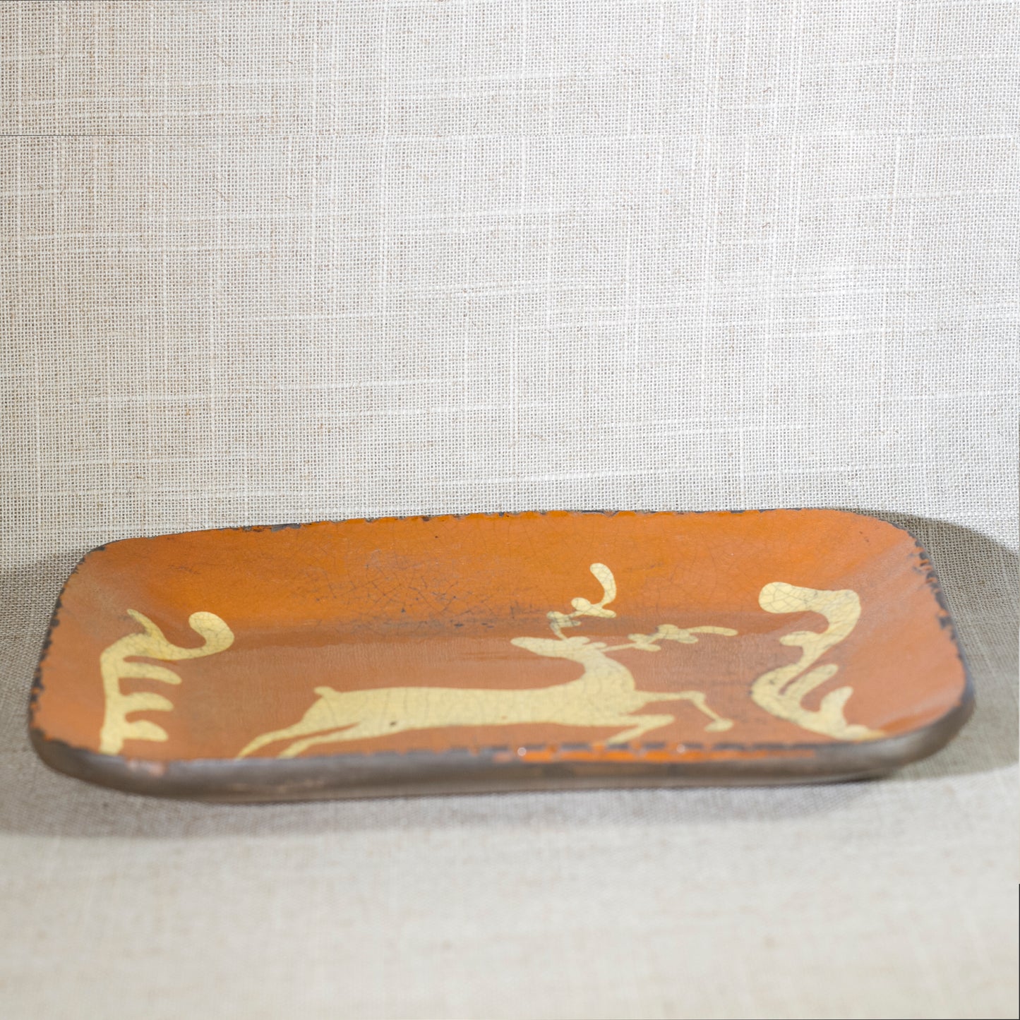 TURTLECREEK POTTERS MORROW OHIO Redware Stag Dish Circa 1990s