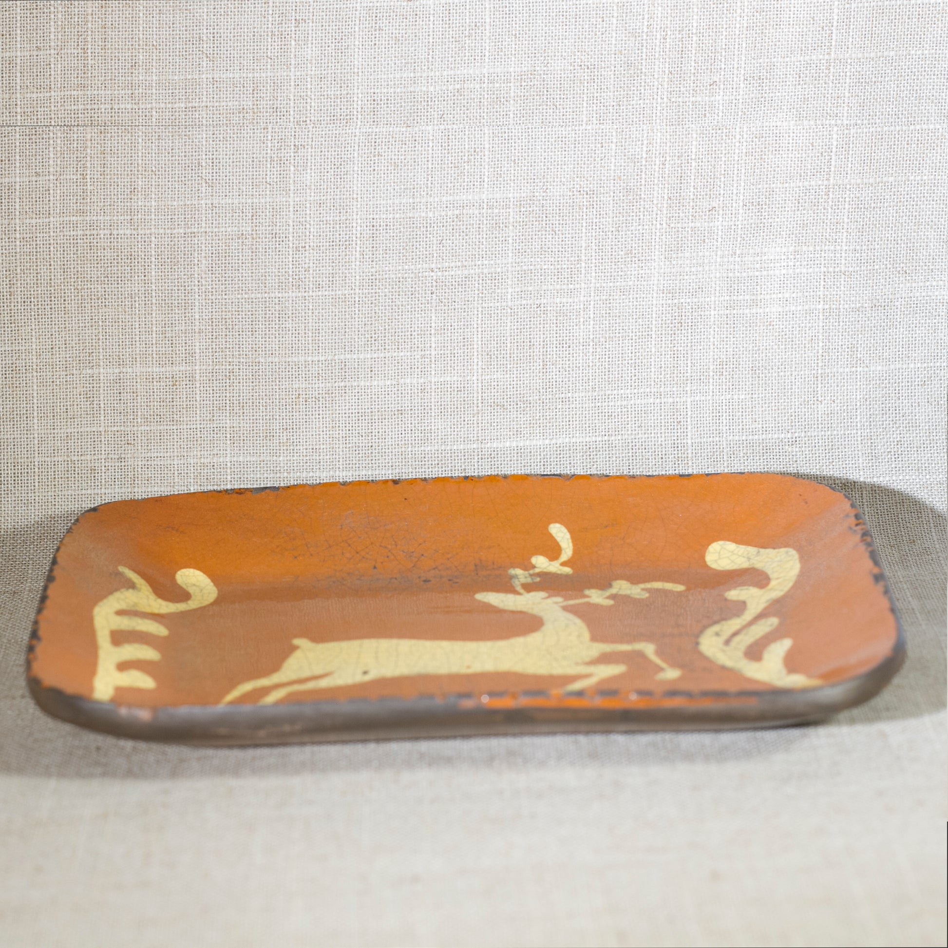 TURTLECREEK POTTERS MORROW OHIO Redware Stag Dish Circa 1990s
