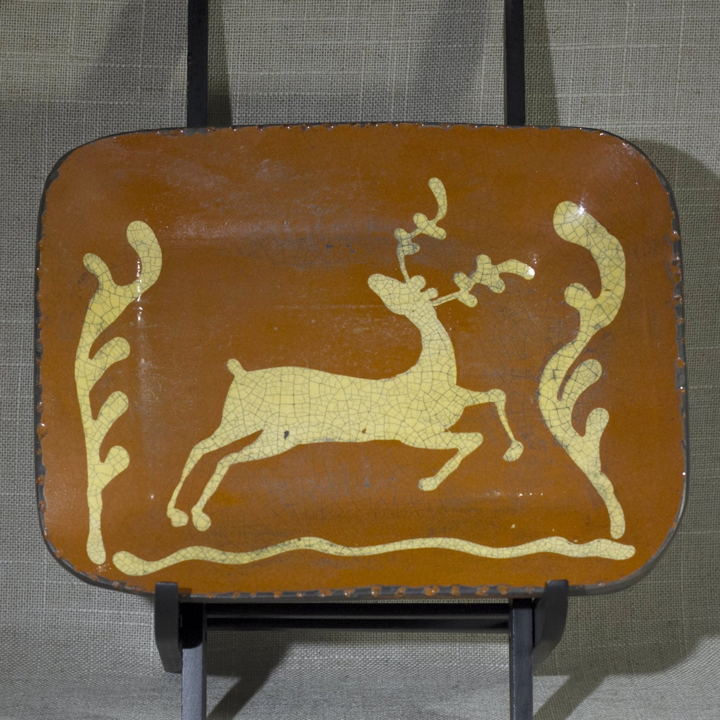 TURTLECREEK POTTERS MORROW OHIO Redware Stag Dish Circa 1990s