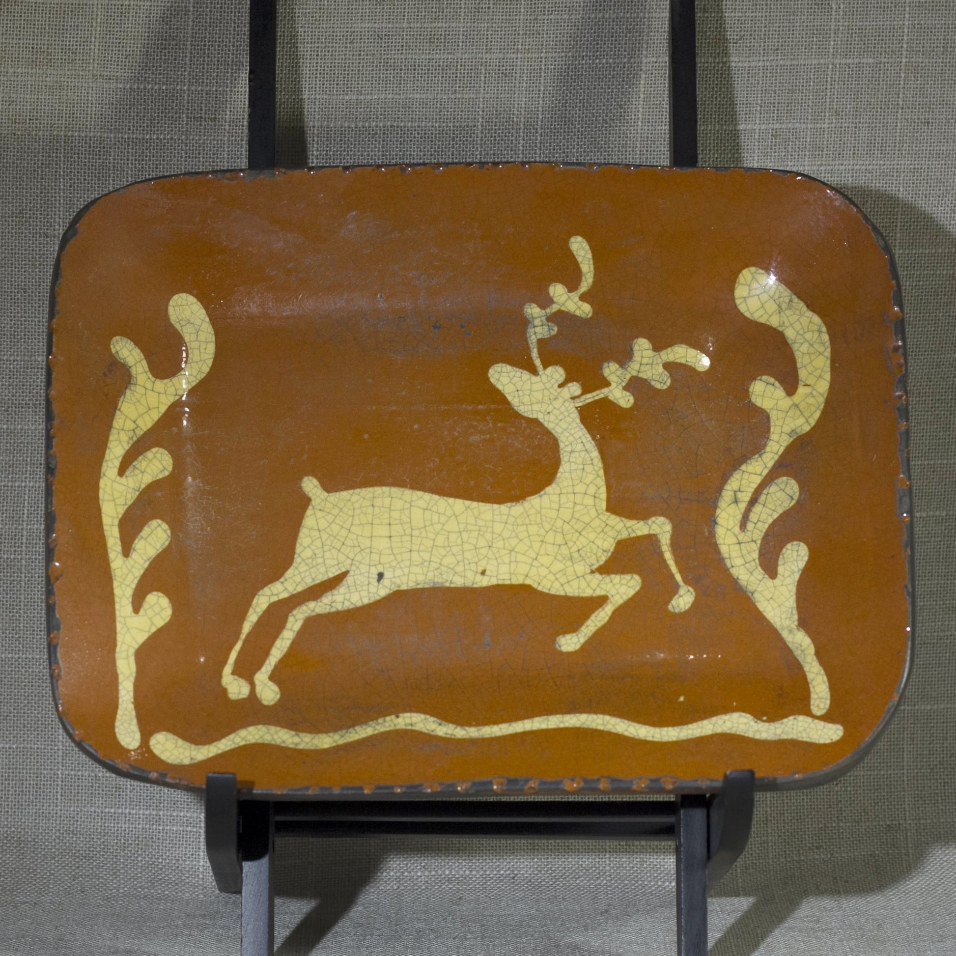 TURTLECREEK POTTERS MORROW OHIO Redware Stag Dish Circa 1990s