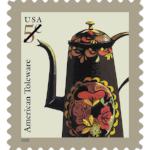 TOLE PAINTED COFFEE POT with Gooseneck Early American Reproduction