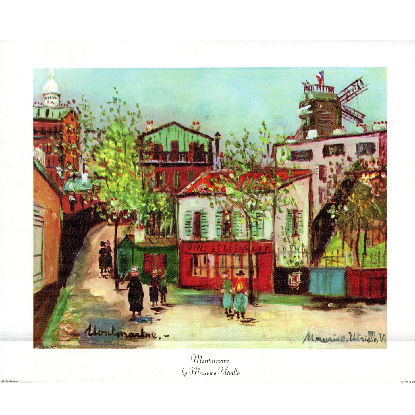 MONTMARTRE Lithograph Print on Canvas Sheet by Maurice Utrillo