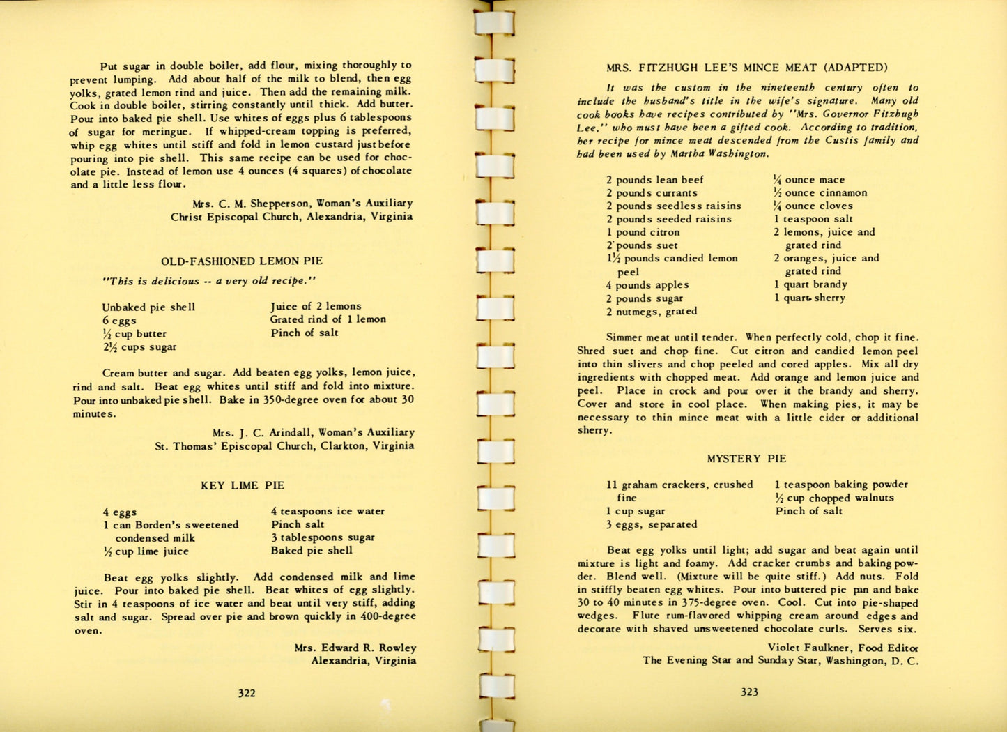 VIRGINIA COOKERY: Past & Present | Women's Auxiliary of Olivet Episcopal Church | Franconia, Virginia | 1993 ©1957 Mincemeat