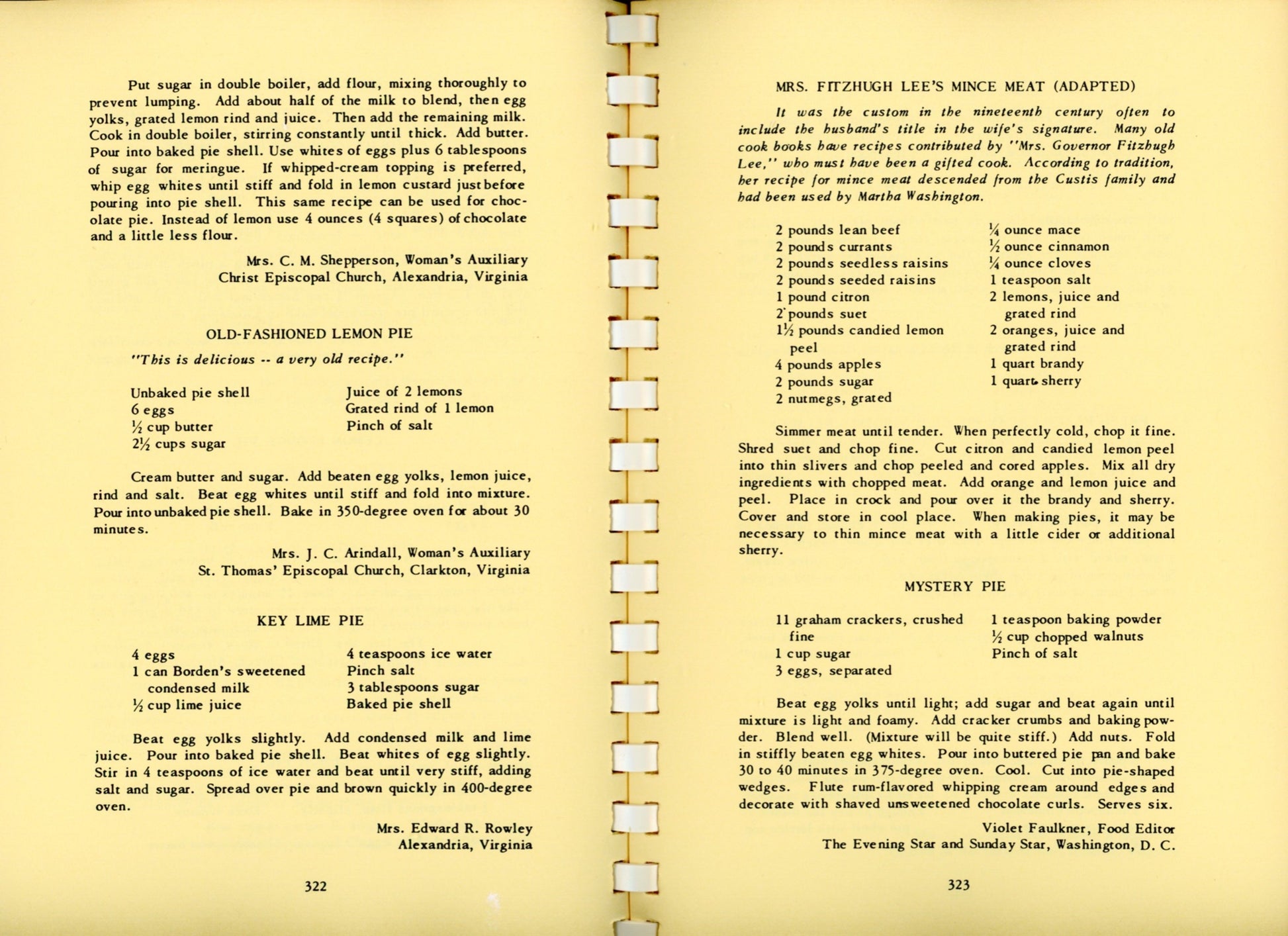 VIRGINIA COOKERY: Past & Present | Women's Auxiliary of Olivet Episcopal Church | Franconia, Virginia | 1993 ©1957 Mincemeat