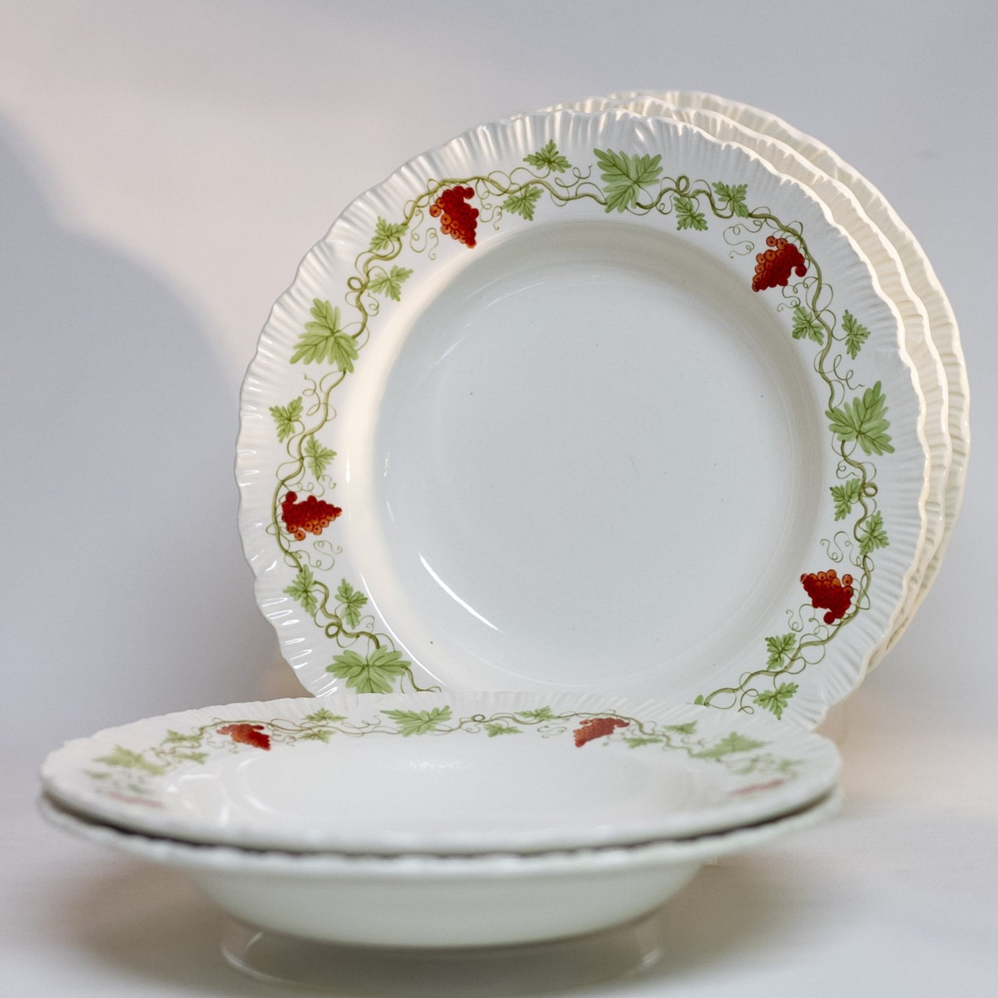 BACCHUS RED by Wedgewood RIMMED SOUP BOWL Circa 1940 - 1974 Discontinued Pattern Made in England (2)