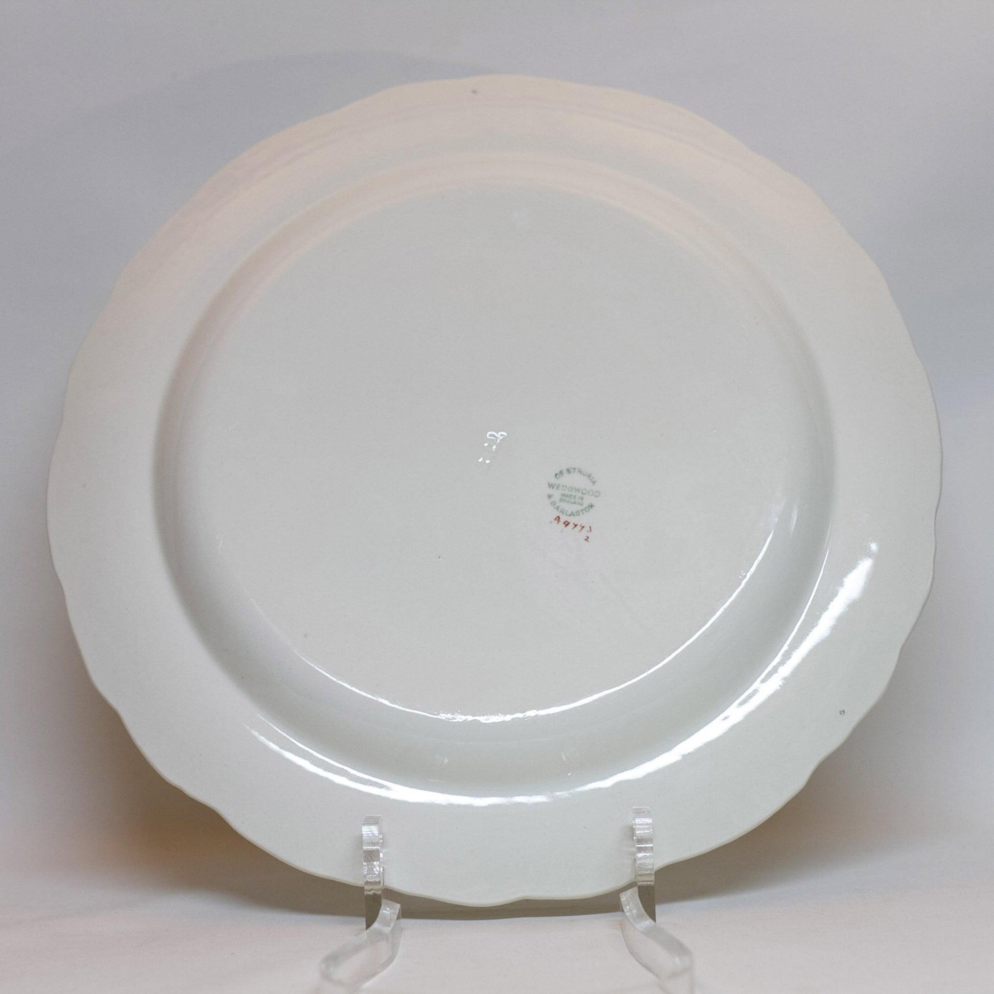 WEDGWOOD BACCHUS RED LARGE 13" CHOP PLATE Stamped Etruria & Barlaston England Circa 1940 - 1974 Discontinued Pattern Mark