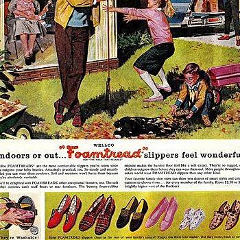 WELLCO FOAMTREADS '76 BICENTENNIAL Stars and Stripes Corduroy Slippers New Old Stock with Box