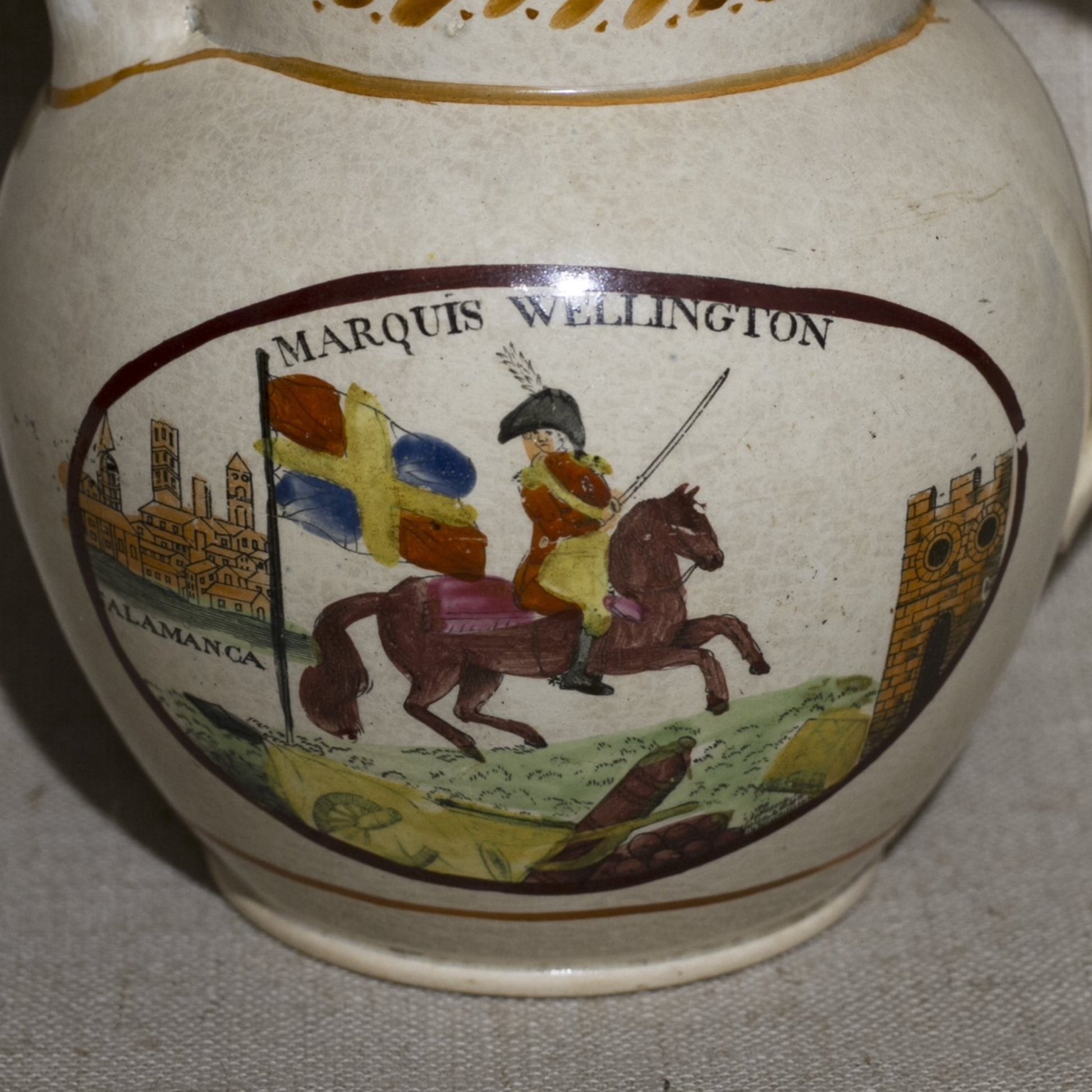 Rare Sunderland Luster MARQUIS OF WELLINGTON Commemorative 4 ½” Pitcher Circa 1812