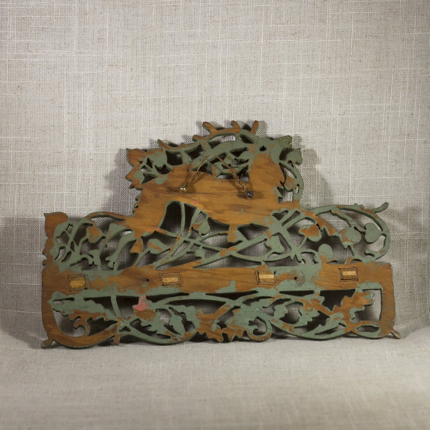FOLK ART SPOON RACK Scroll and Fretwork Design with Stag