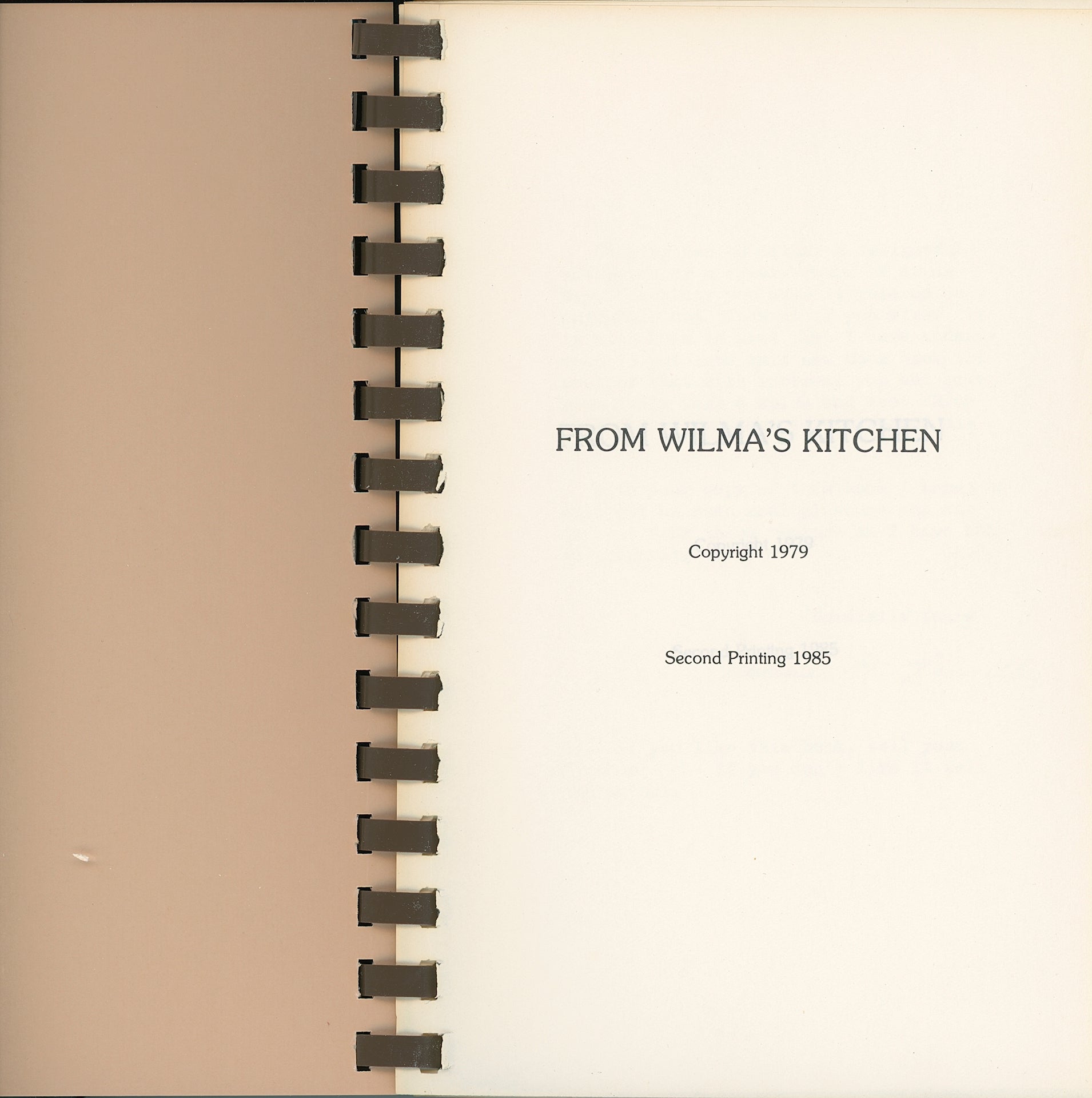 FROM WILMA'S KITCHEN Cookbook by Wilma Linville Circa 1979 Copyright page