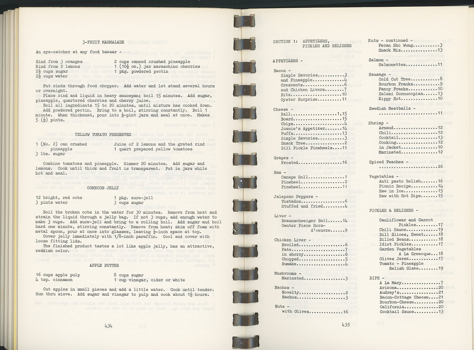 FROM WILMA'S KITCHEN Cookbook by Wilma Linville Circa 1979 Table of Contents Page
