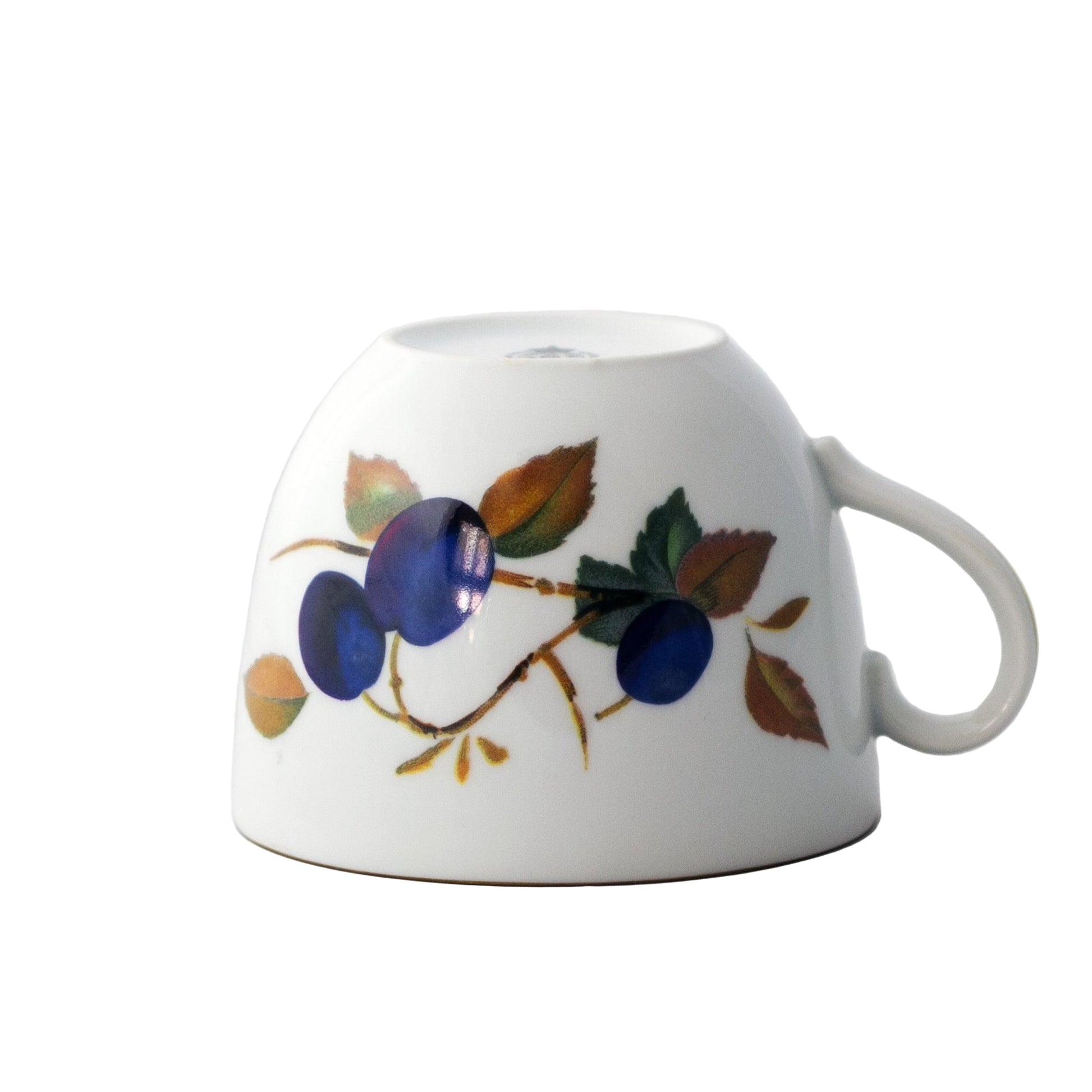 EVESHAM GOLD Ear-Handle Flat Teacup with Apple and Plum Fruit Sprays