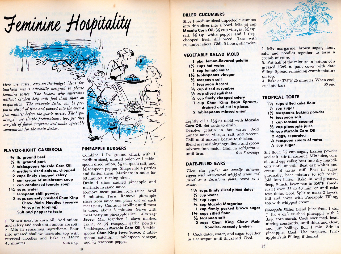 ORIENTAL COOKERY Vintage Recipe Booklet Produced by Chun King and Mazola Corn Oil Circa 1962