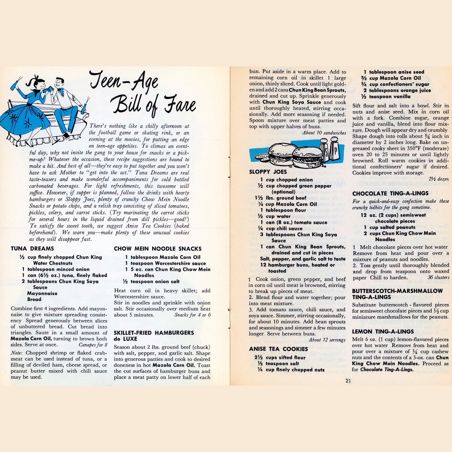 ORIENTAL COOKERY Vintage Recipe Booklet Produced by Chun King and Mazola Corn Oil Circa 1962 1