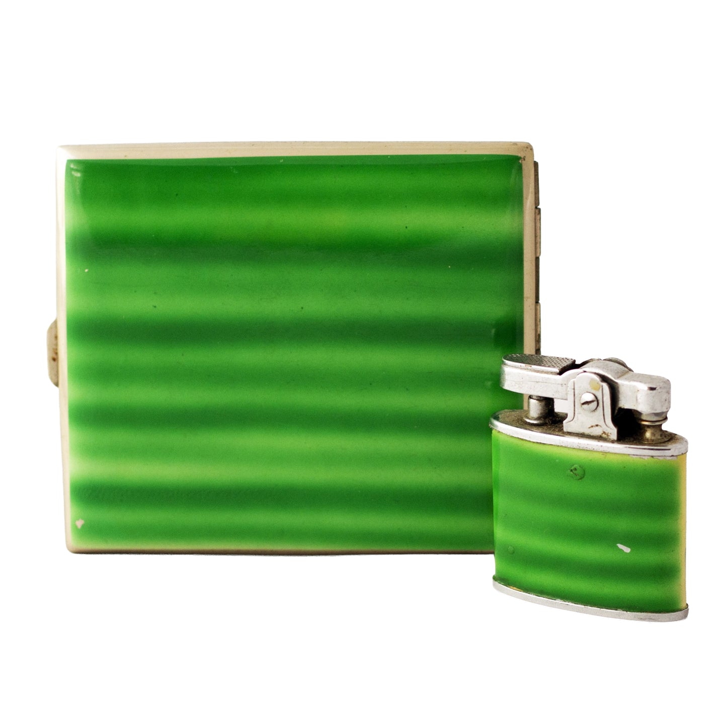 MEMORY OF JAPAN & KOREA CIGARETTE CASE and LIGHTER SET Pacific War of World War II Souvenir  Back of case