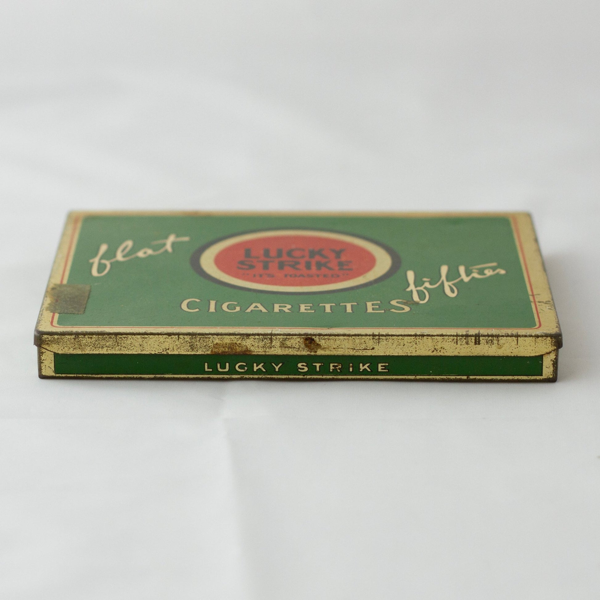 LUCKY STRIKE Flat Fifties Cigarette Tin Circa 1930s