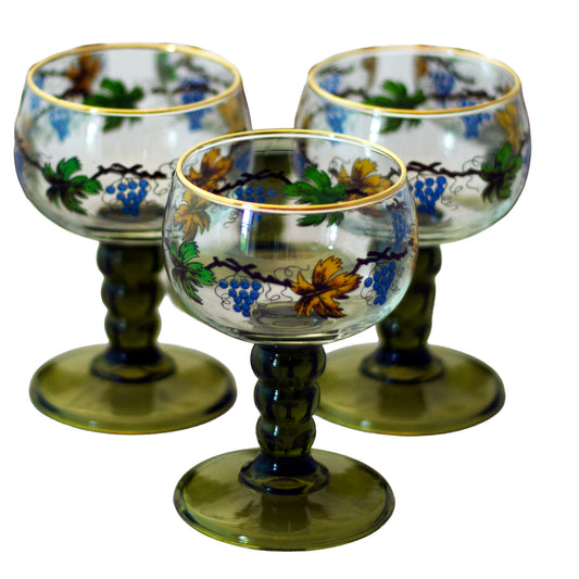 Vintage Römer Edelglas Wine Goblets Set of 6 Hand Painted Austria