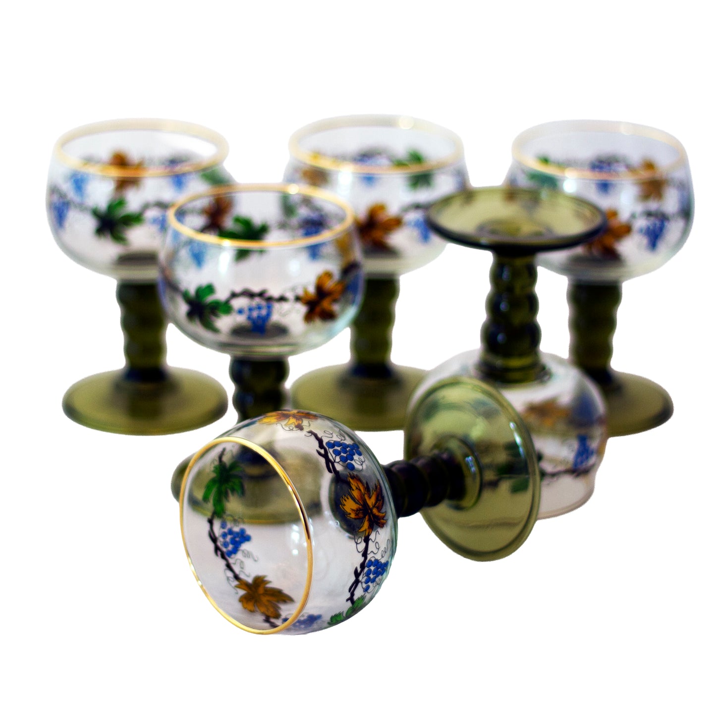 Vintage Römer Edelglas Wine Goblets Set of 6 Hand Painted Austria