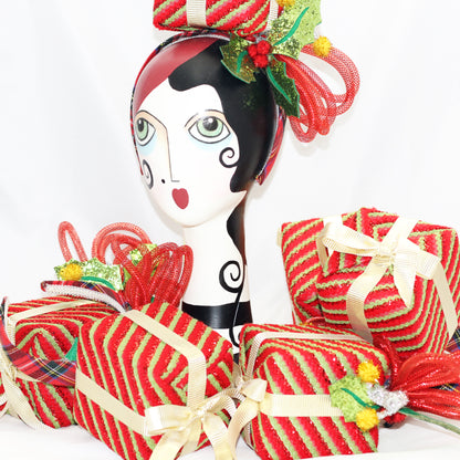 Diadema navideña decorada con tartán escocés Stewart Royal