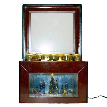 2006 Mr. Christmas Gold Label Animated Concertina with 50 songs, five real brass bells, animated skating scene, box, adapter and manual.