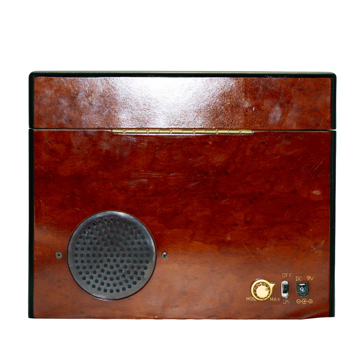 2006 Mr. Christmas Gold Label Animated Concertina with 50 songs, five real brass bells, animated skating scene, box, adapter and manual. Back with speaker box